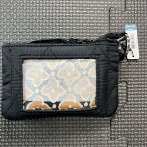 Vera Bradley Black Quilted Zip ID Lanyard Wallet Ultralight Moonless Night NWT